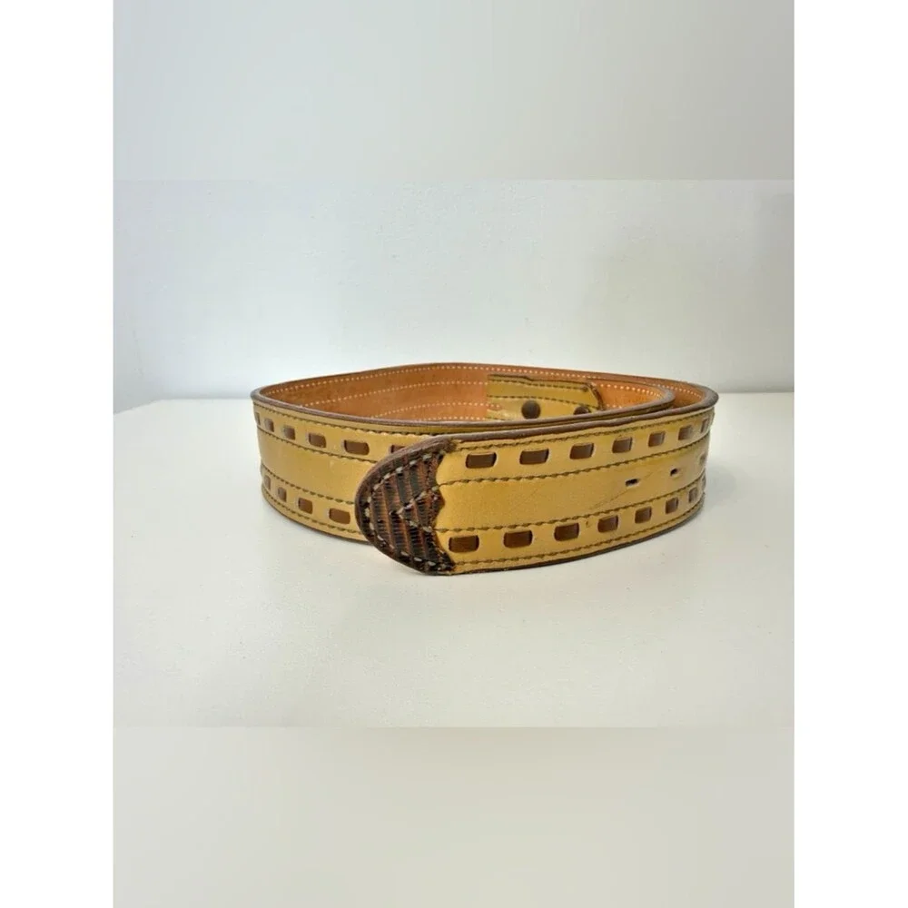 Nocona Tan Brown Whipstitch 1.5